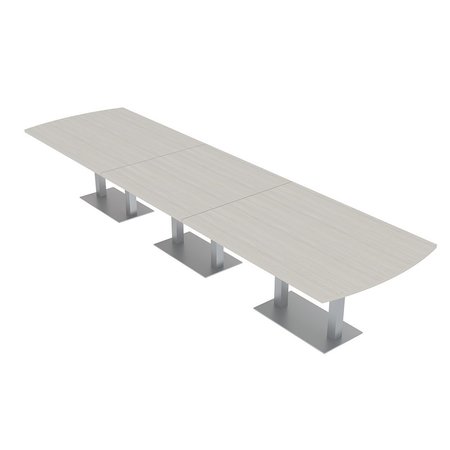SKUTCHI DESIGNS 14 Person Modular Arc Rectangle Conference Table, Square Metal Base, 14Ft, Sea Salt HAR-AREC-46X168-DOU-XD1026